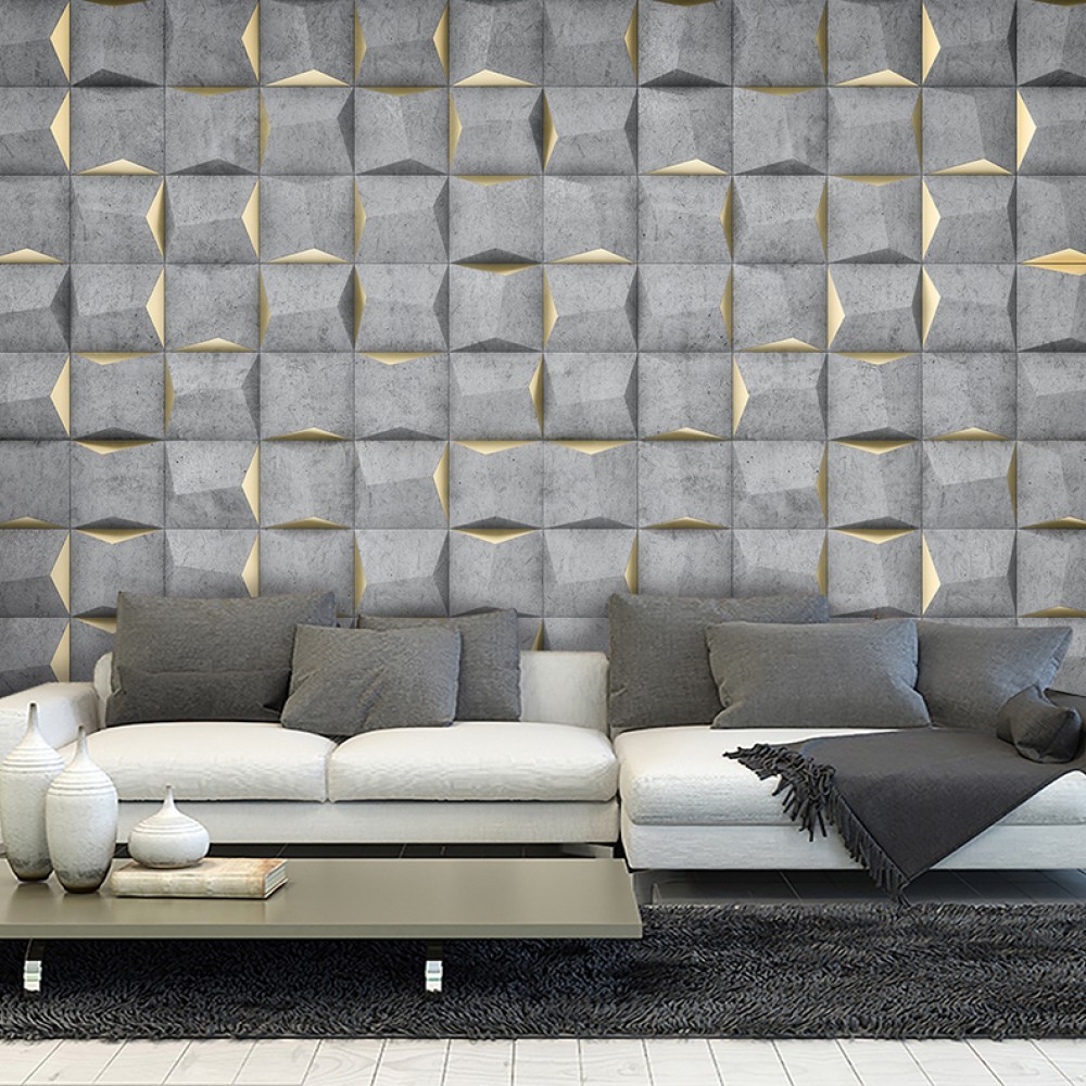 3D Efektli Geometrik Piramit Dokulu Beton Tasarım Duvar Kağıdı 3D Efektli Geometrik Piramit Dokulu Beton Tasarım Duvar Kağıdı