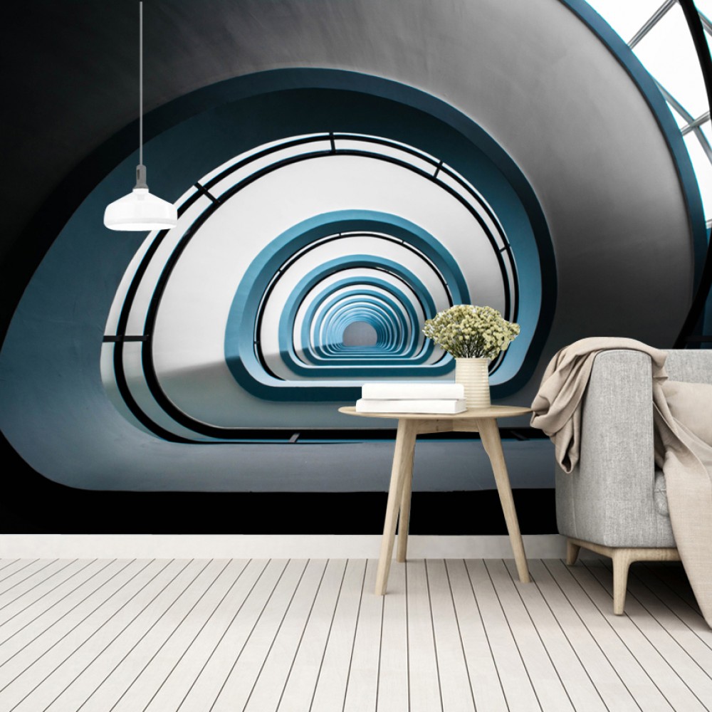 3D Derinlik Etkili Modern Sarmal Tünel Duvar Kağıdı 3D Derinlik Etkili Modern Sarmal Tünel Duvar Kağıdı