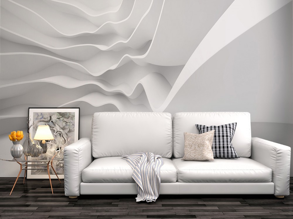 Fütüristik Beyaz Parametrik Tasarım Duvar Kağıdı