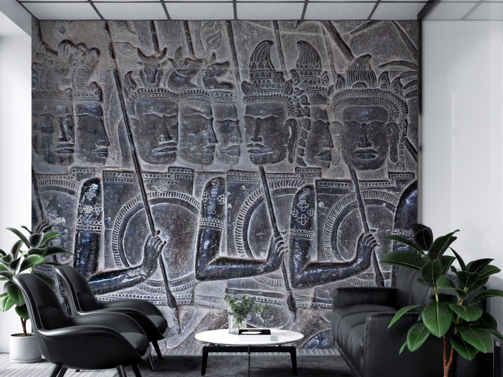 Antik Doğu Savaşçıları Rölyef Görünümlü Duvar Kağıdı