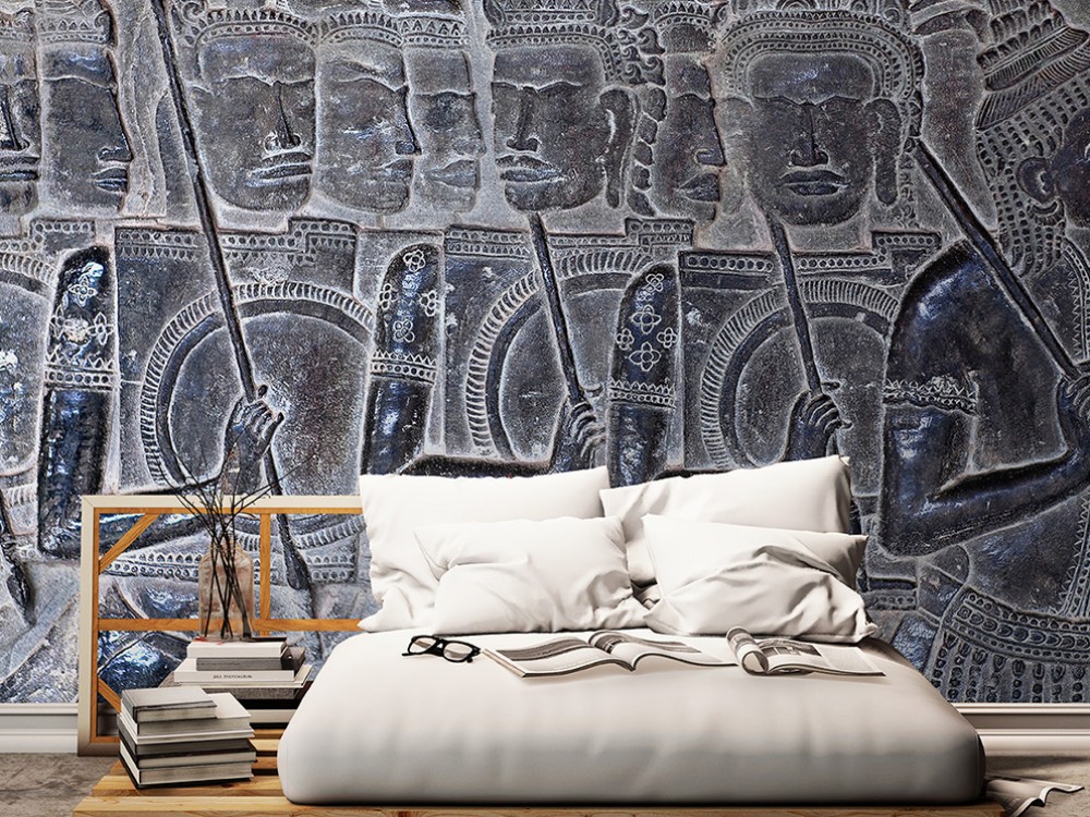 Antik Doğu Savaşçıları Rölyef Görünümlü Duvar Kağıdı