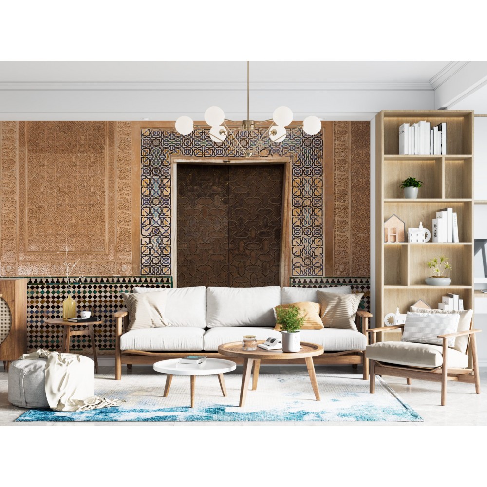 Etnik Endülüs Saray Kapısı ve Mağribi Geometrik Desenli Duvar Kağıdı