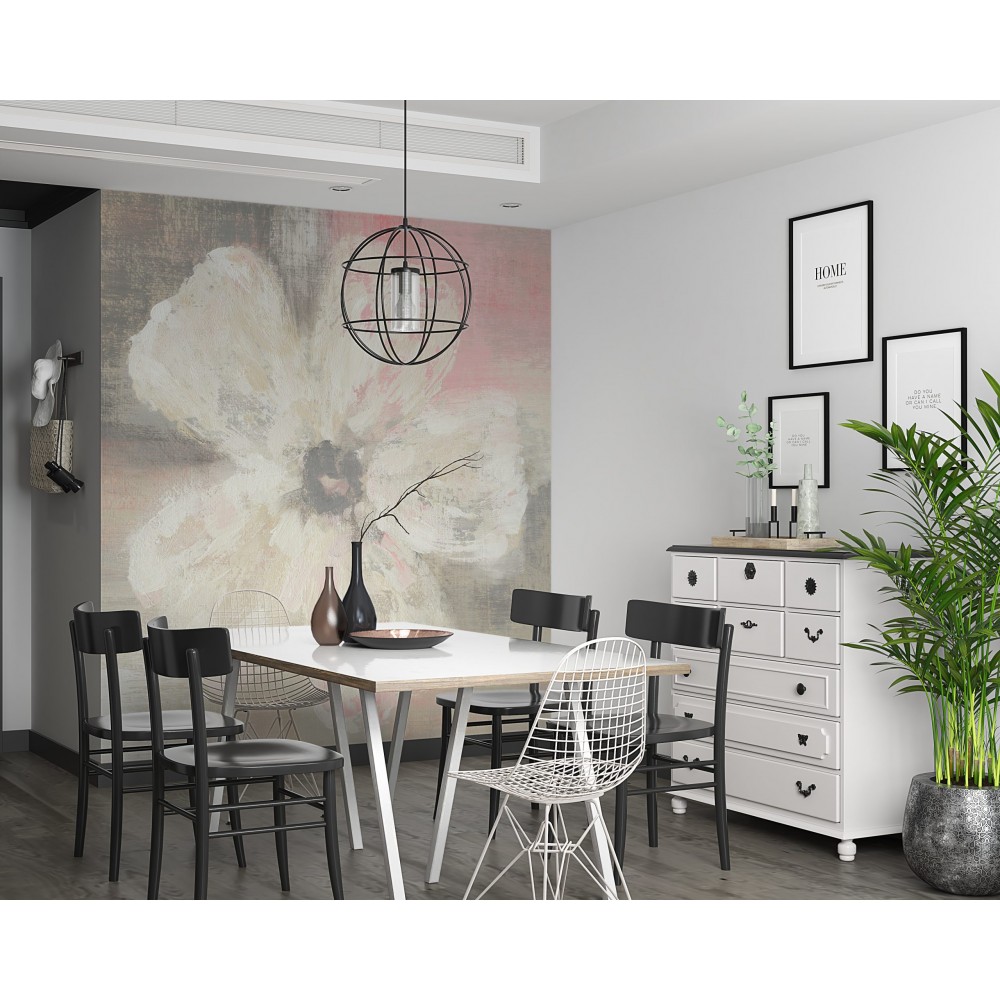 Yağlı Boya Dokulu Dev Tek Çiçek Desenli Duvar Kağıdı