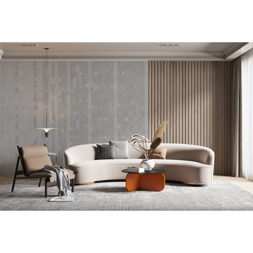 Brüt Beton Dokulu ve Modern Geometrik Motifli Duvar Kağıdı