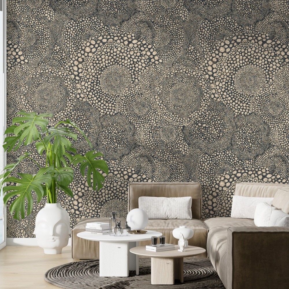 Modern Etnik Nokta Desenli ve Soyut Girdap Figürlü Duvar Kağıdı