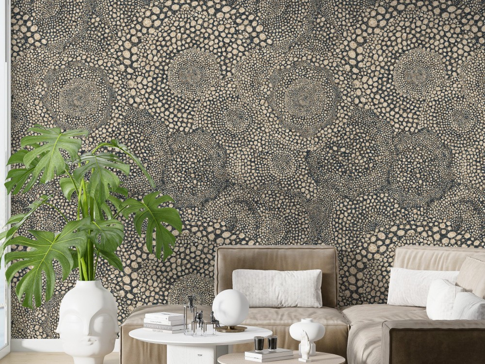 Modern Etnik Nokta Desenli ve Soyut Girdap Figürlü Duvar Kağıdı