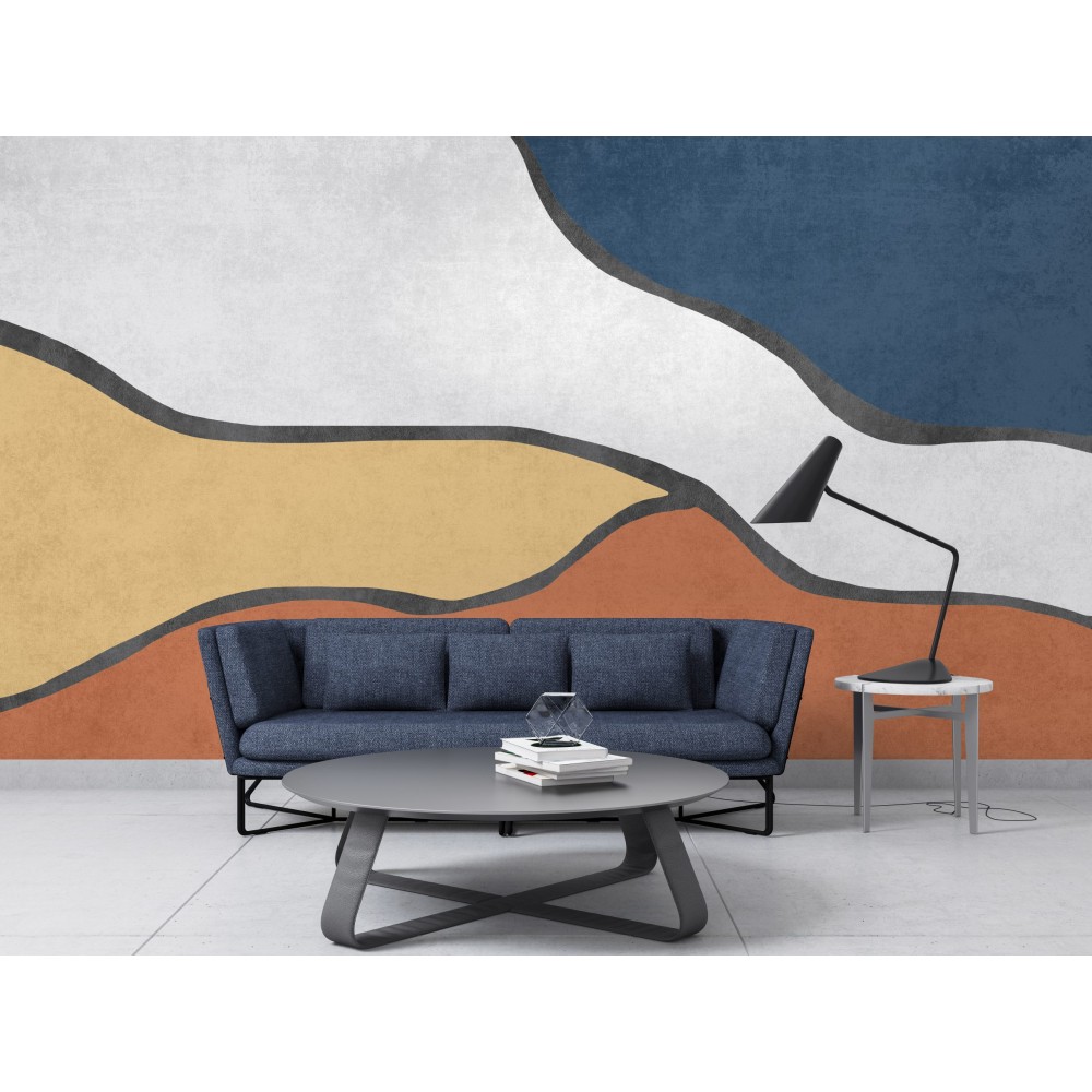 Bauhaus Tarzı Antrasit ve Hardal Odaklı Modern Duvar Kağıdı