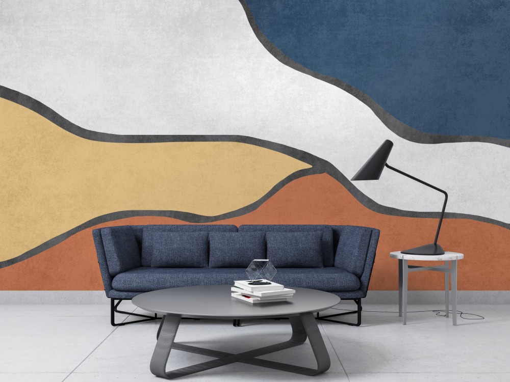 Bauhaus Tarzı Antrasit ve Hardal Odaklı Modern Duvar Kağıdı