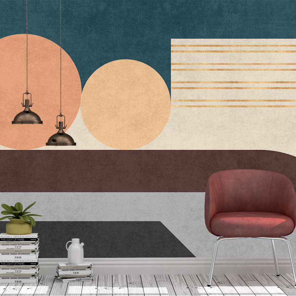 Kemerli ve Geometrik Soyut Duvar Kağıdı