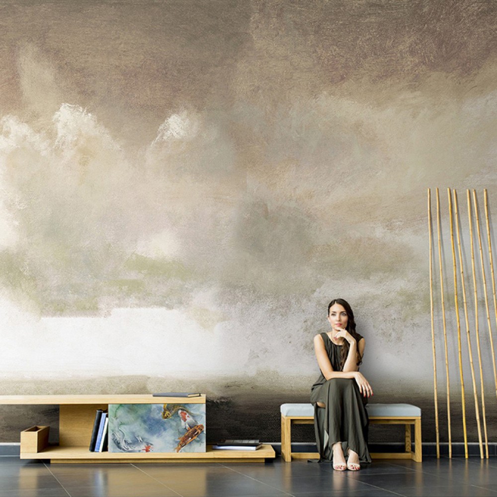 Sanatsal Soyut Bulut ve Gökyüzü Desenli Duvar Kağıdı