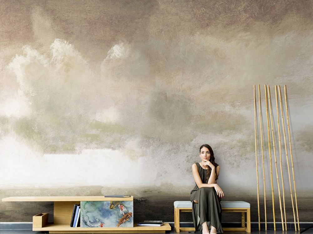 Sanatsal Soyut Bulut ve Gökyüzü Desenli Duvar Kağıdı