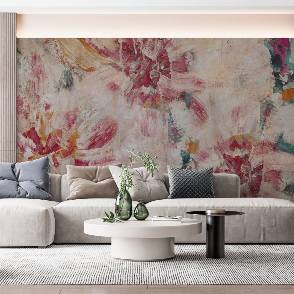 Soyut Yağlı Boya Dokulu ve Geniş Fırça Darbeli Duvar Kağıdı