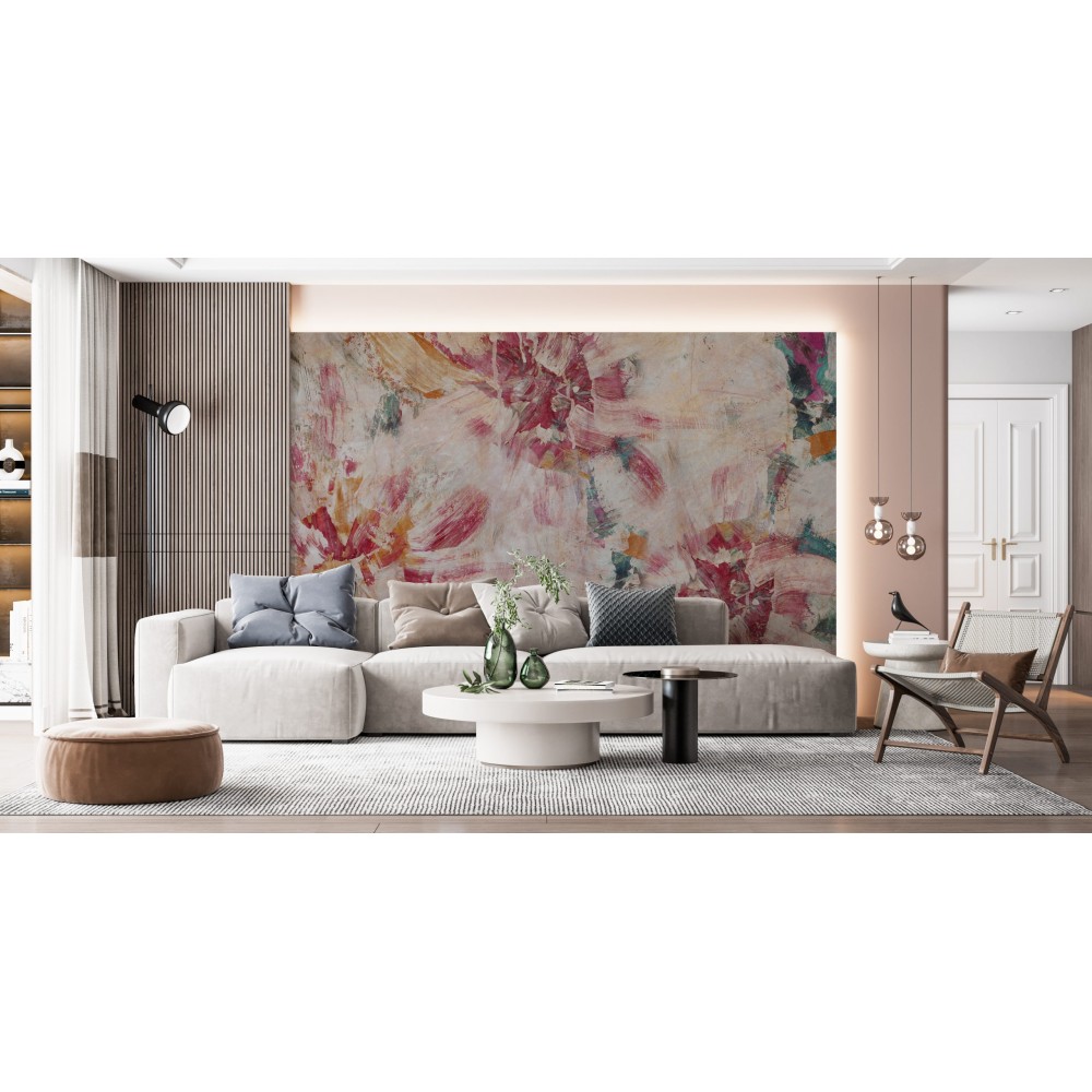 Soyut Yağlı Boya Dokulu ve Geniş Fırça Darbeli Duvar Kağıdı