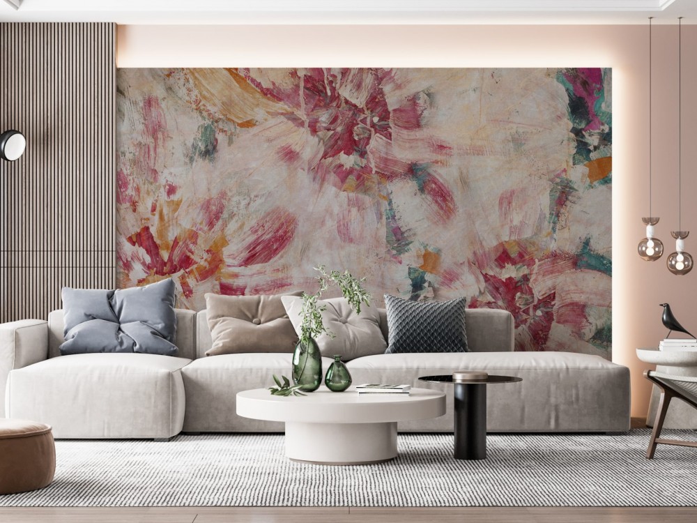 Soyut Yağlı Boya Dokulu ve Geniş Fırça Darbeli Duvar Kağıdı