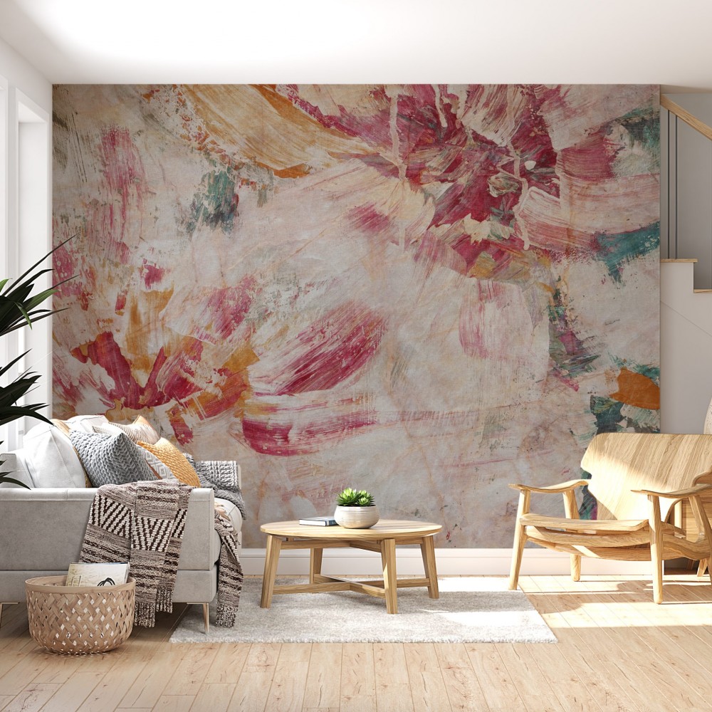 Soyut Yağlı Boya Dokulu ve Geniş Fırça Darbeli Duvar Kağıdı