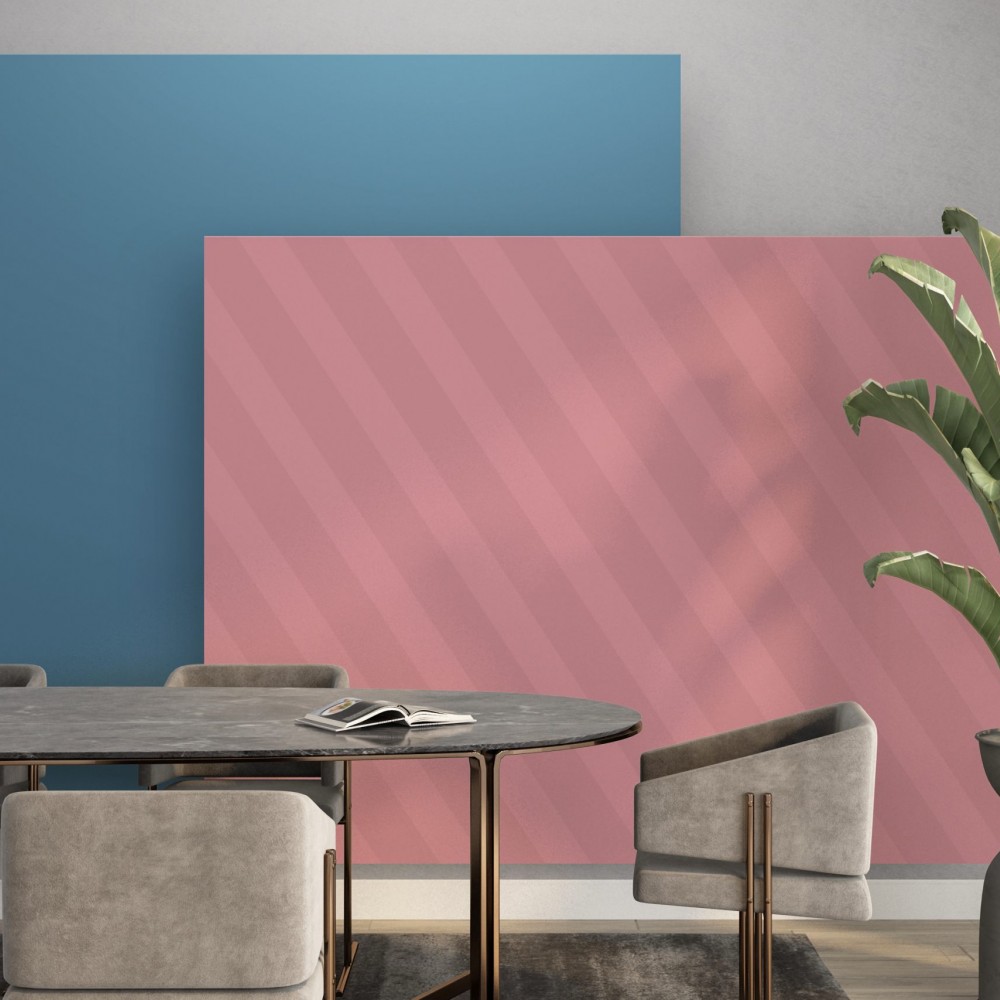 Modern Geometrik Bloklar ve İllüzyon Etkili Pastel Pembe-Mavi Duvar Kağıdı