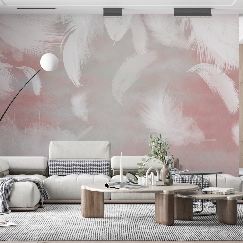 Soft Geçişli Modern Kuş Tüyü Temalı Duvar Kağıdı
