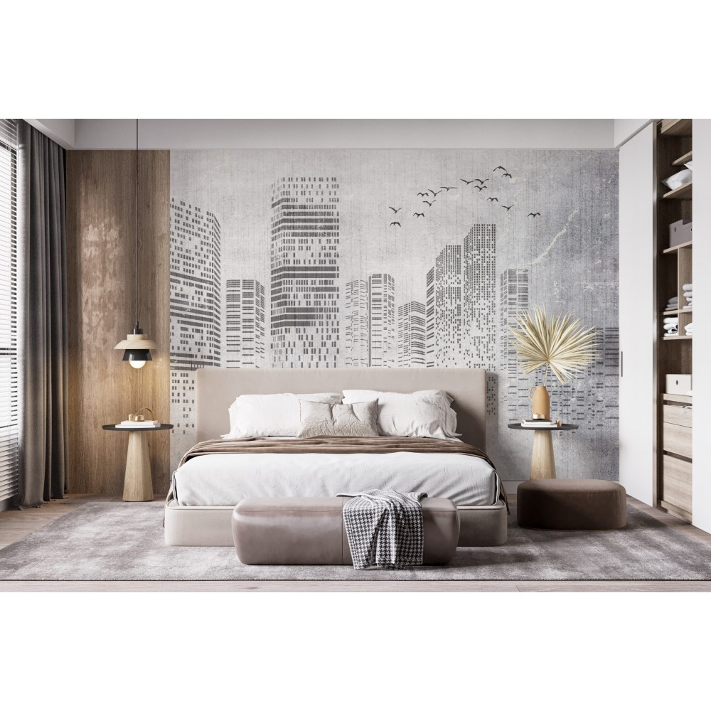 Modern Metropol Temalı 3D Tasarım Duvar Kağıdı