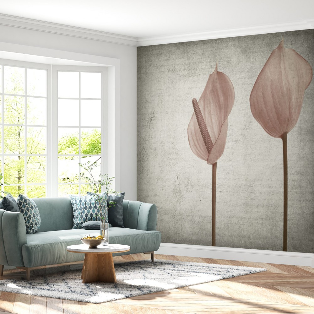 Modern Minimalist Antoryum Çiçekleri Tasarım Duvar Kağıdı