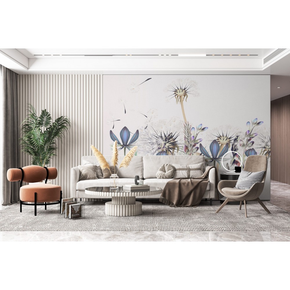 Modern Botanik Bahçesi ve Egzotik Kır Çiçekleri Temalı Duvar Kağıdı