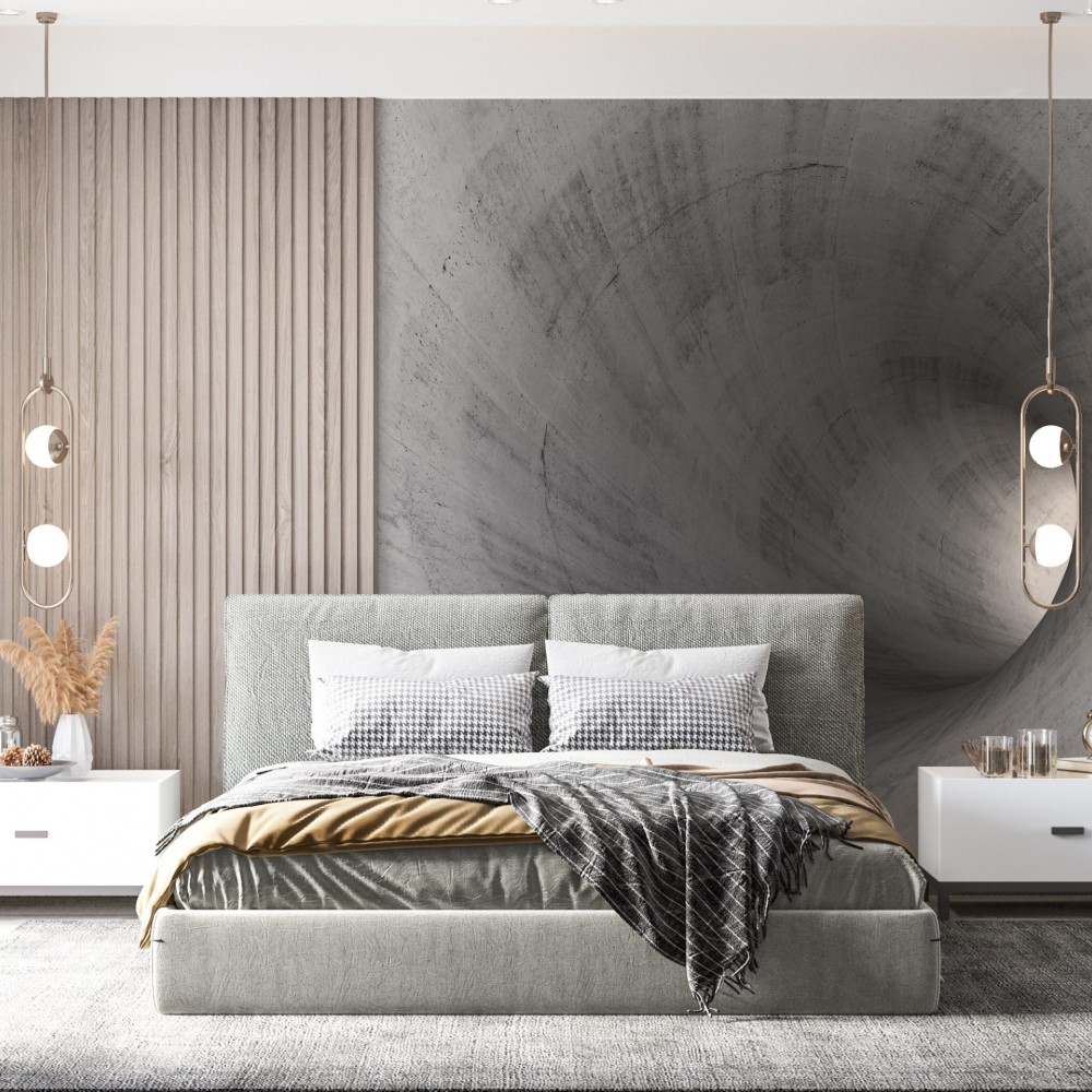 3D Derinlik Etkili Beton Dokulu Spiral Tünel Tasarım Duvar Kağıdı 3D Derinlik Etkili Beton Dokulu Spiral Tünel Tasarım Duvar Kağıdı