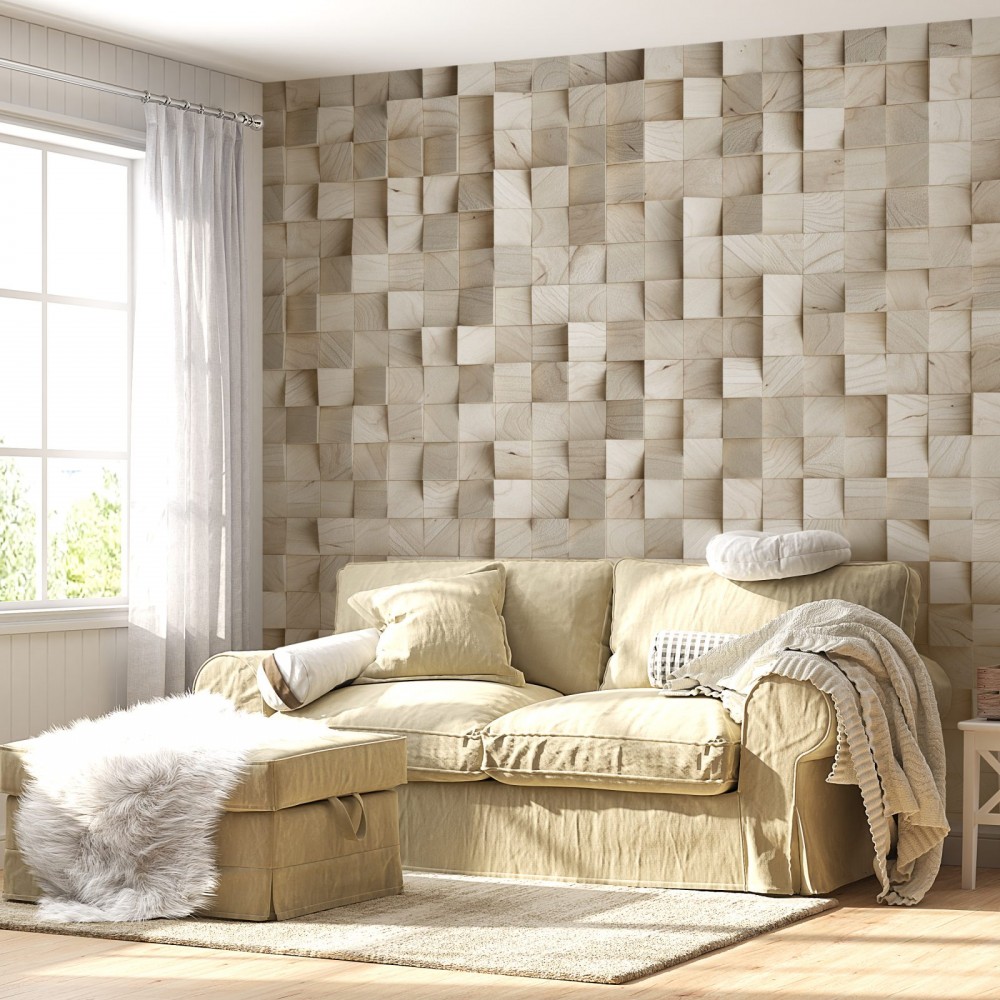 3D Efektli İskandinav Ahşap Küp Bloklar Tasarım Duvar Kağıdı 3D Efektli İskandinav Ahşap Küp Bloklar Tasarım Duvar Kağıdı