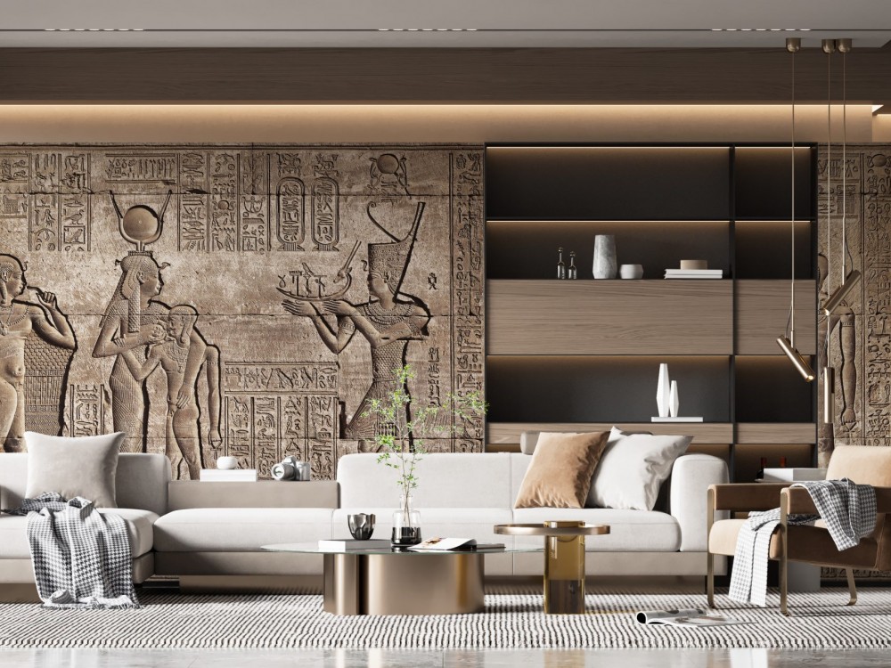 Antik Mısır Hiyeroglif ve Rölyef Sanatı Duvar Kağıdı