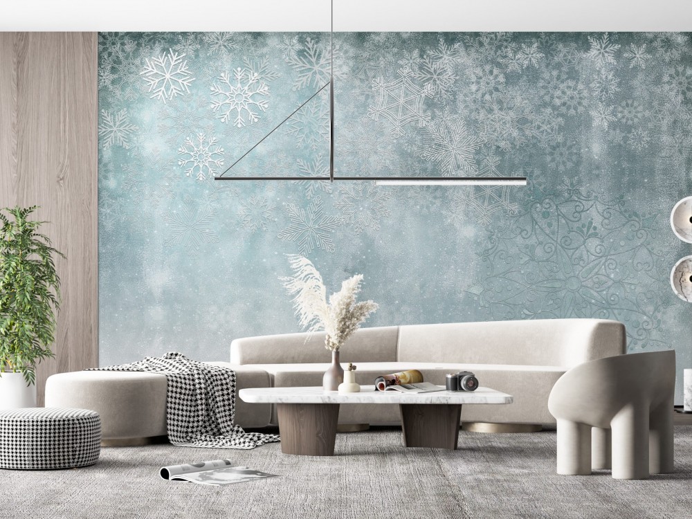 Modern Kristal Kar Tanesi ve İnce İşçilikli Mandala Desenli Duvar Kağıdı