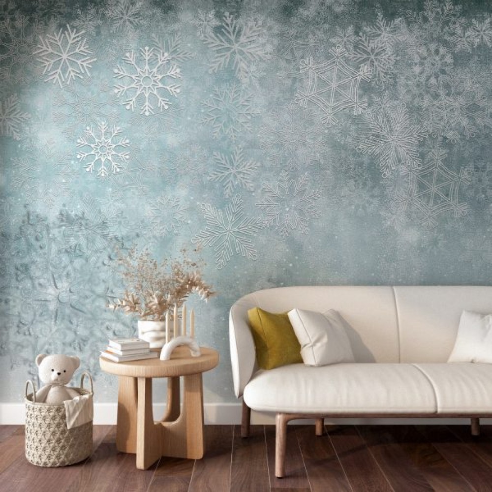 Modern Kristal Kar Tanesi ve İnce İşçilikli Mandala Desenli Duvar Kağıdı