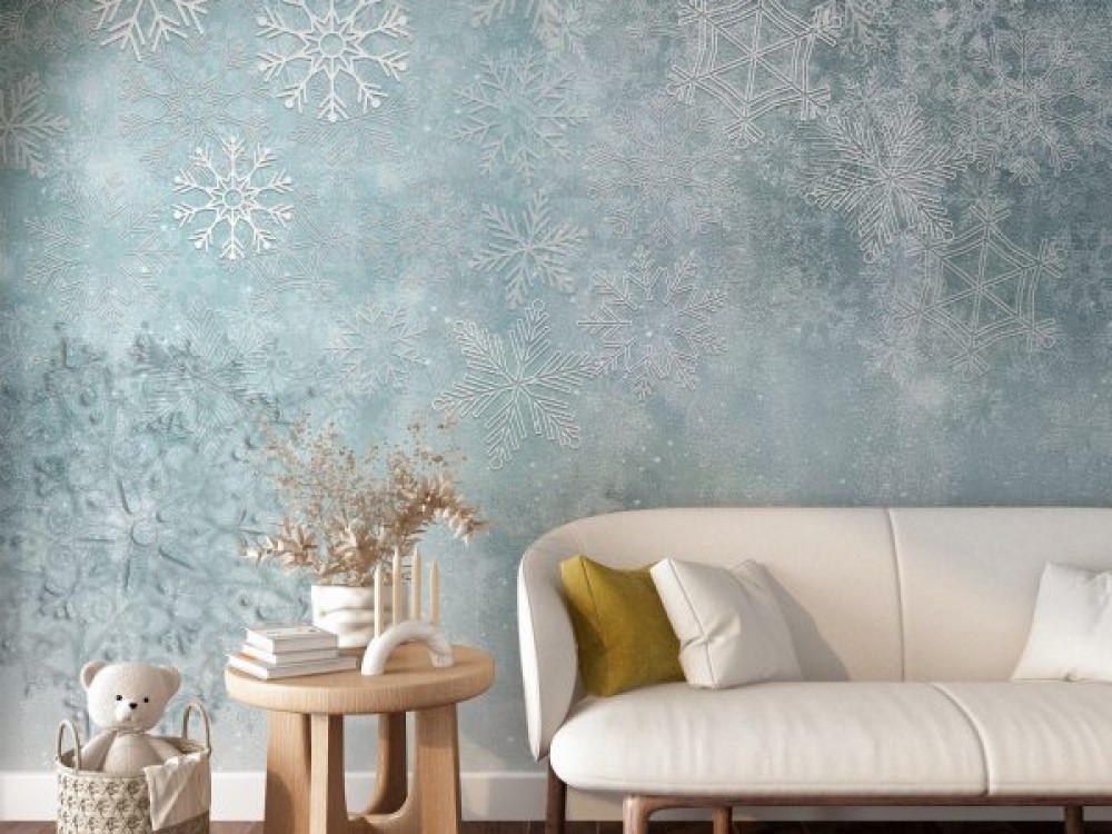 Modern Kristal Kar Tanesi ve İnce İşçilikli Mandala Desenli Duvar Kağıdı