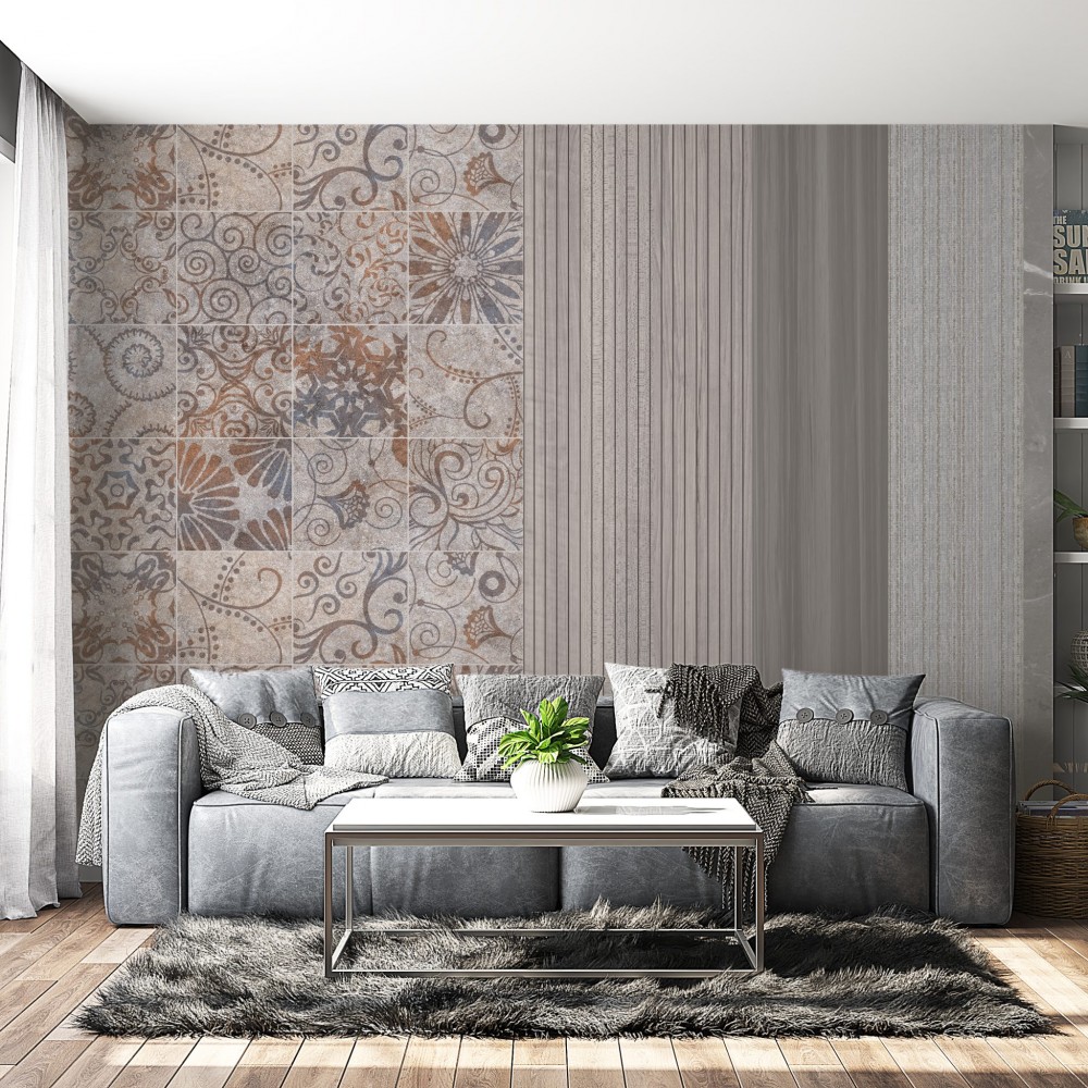 Eskitme Karo Desenli ve Dikey Panel Görünümlü Duvar Kağıdı