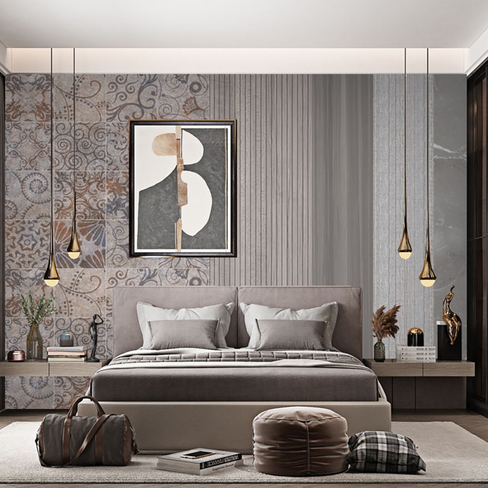 Eskitme Karo Desenli ve Dikey Panel Görünümlü Duvar Kağıdı