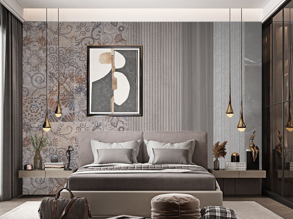 Eskitme Karo Desenli ve Dikey Panel Görünümlü Duvar Kağıdı