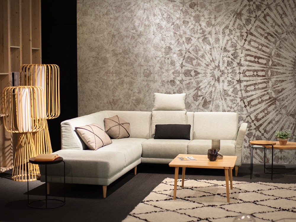 Modern Eskitme Dokulu Antik Geometrik Yıldız Motifli Vizon Duvar Kağıdı