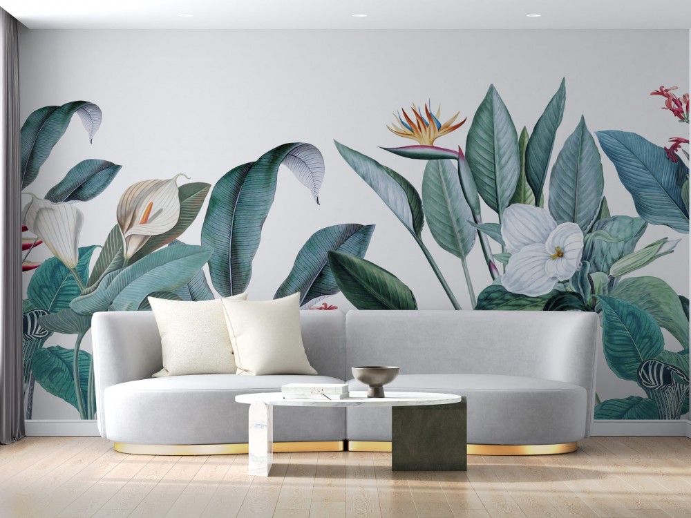 Modern Tropikal Yapraklar Duvar Kağıdı