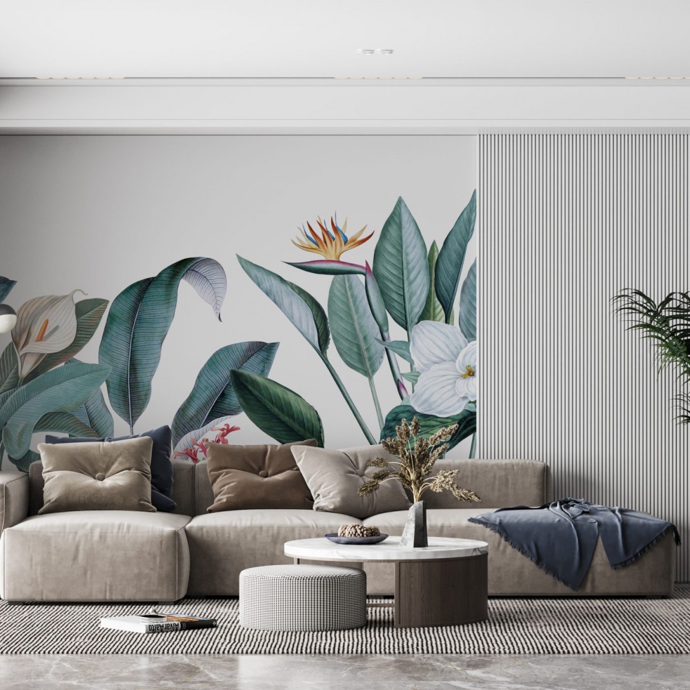 Modern Tropikal Yapraklar Duvar Kağıdı