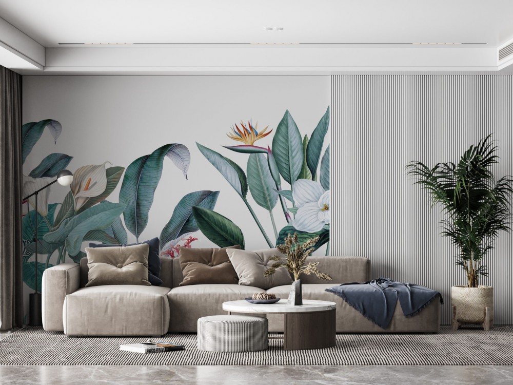 Modern Tropikal Yapraklar Duvar Kağıdı