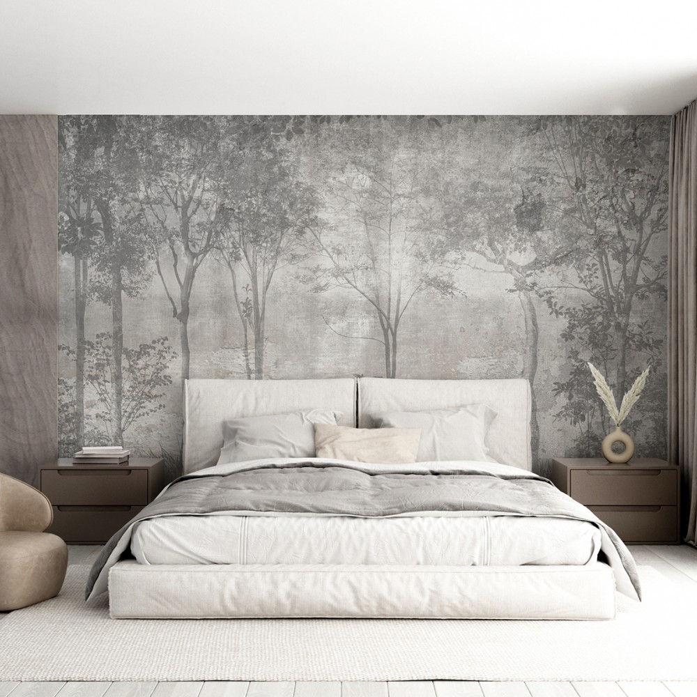 Sisli Gri Tonlu Dev Orman Manzaralı Duvar Kağıdı