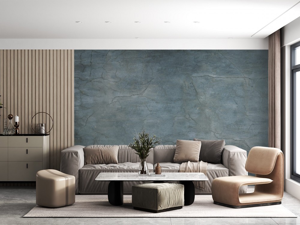 Antrasit Eskitme Beton ve Sanatsal Çatlak Dokulu Duvar Kağıdı