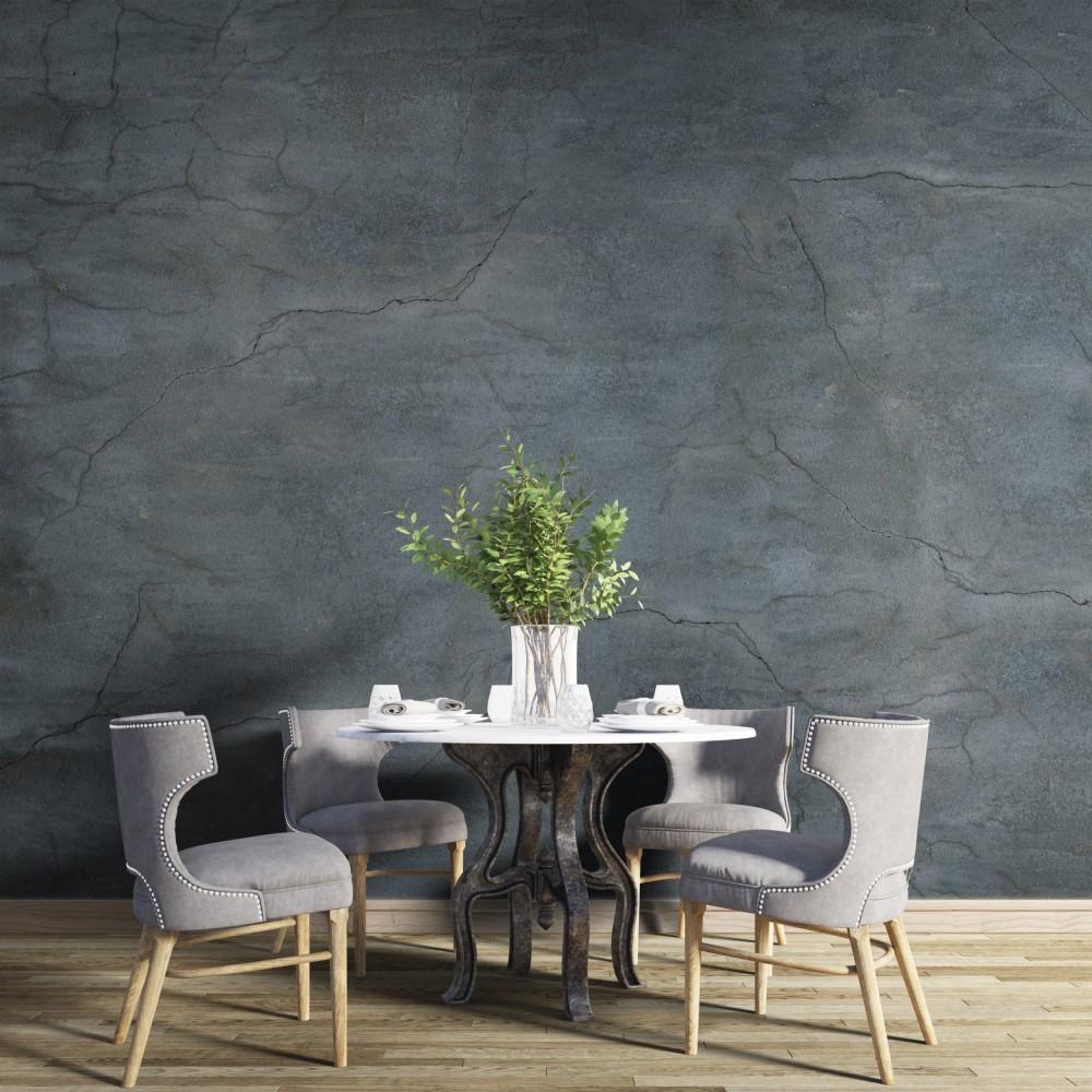 Antrasit Eskitme Beton ve Sanatsal Çatlak Dokulu Duvar Kağıdı
