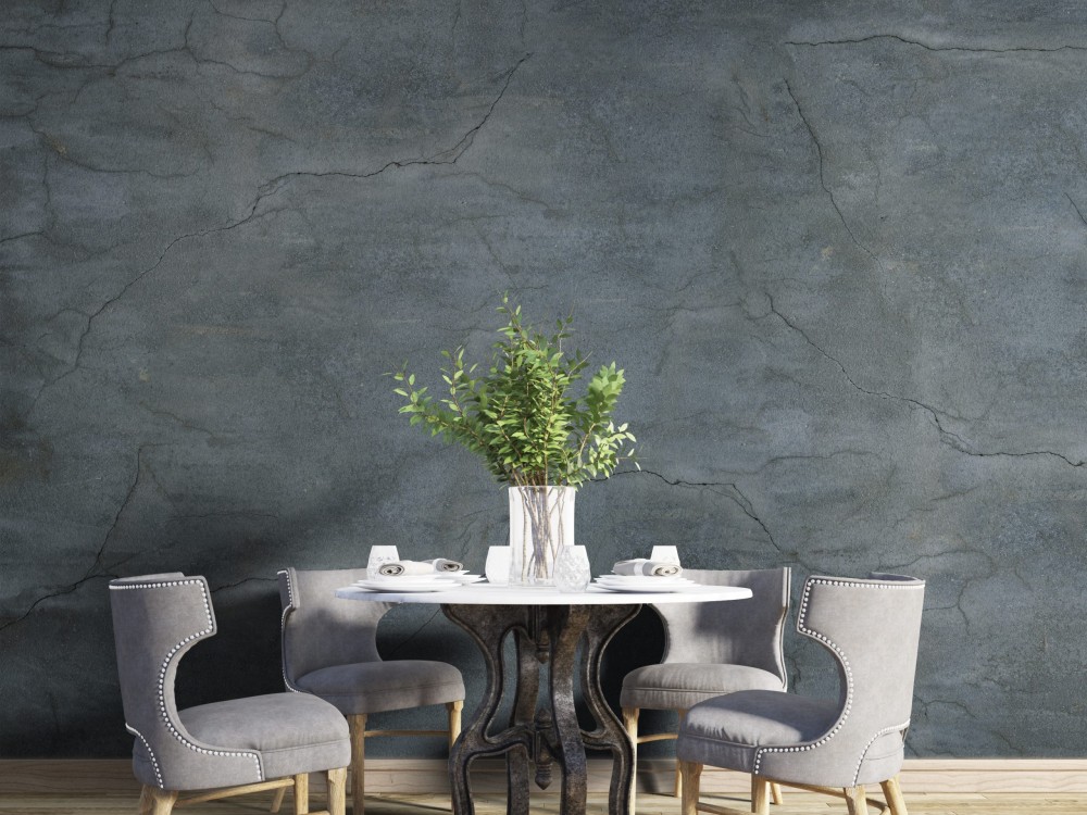 Antrasit Eskitme Beton ve Sanatsal Çatlak Dokulu Duvar Kağıdı