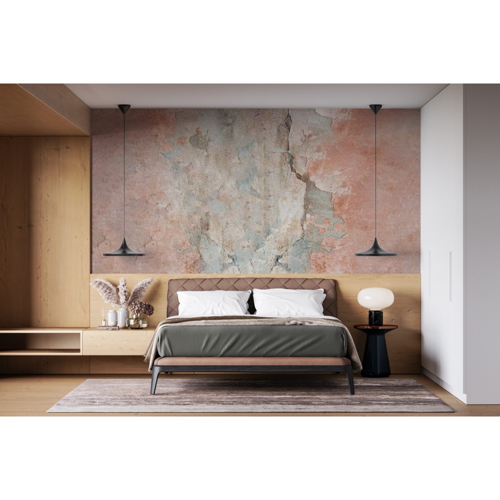 Sıva Çatlak Efektli ve Pastel Terrakotta Duvar Kağıdı