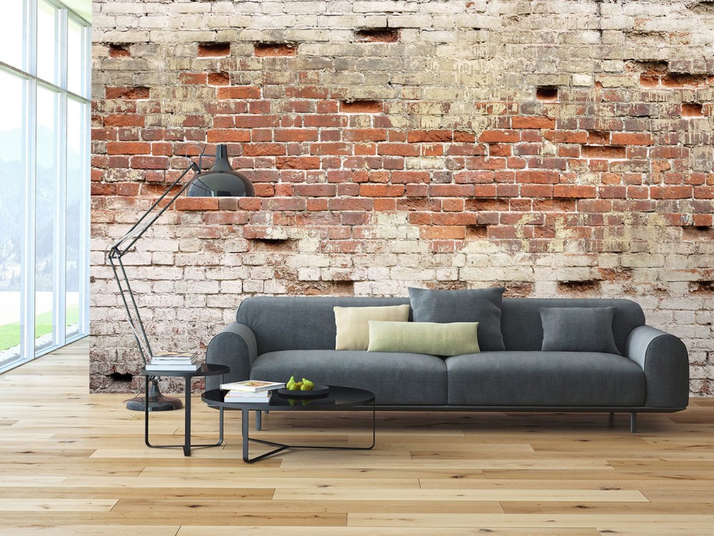 Eskitme Kırmızı Tuğla Görünümlü Loft Duvar Kağıdı