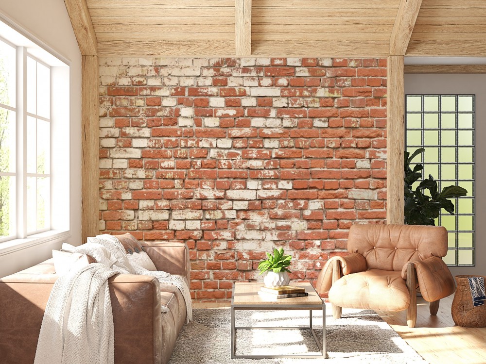 Heritage Brick Stili: Doğal Taş Dokulu ve Vintage Tuğla Desenli Duvar Kağıdı