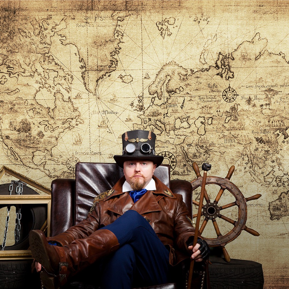 Eskitme Parşömen Görünümlü Antik Dünya Haritası Duvar Kağıdı