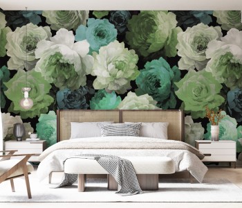 Modern Dramatik Gül Desenli ve Yağlı Boya Efektli Sanatsal Duvar Kağıdı