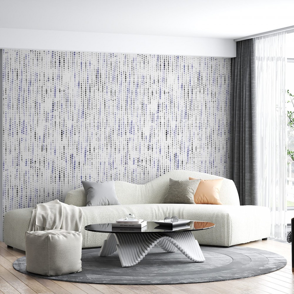 Pastel Mavi-Lila Tonlu Dikey Nokta Desenli Çocuk ve Genç Odası Duvar Kağıdı