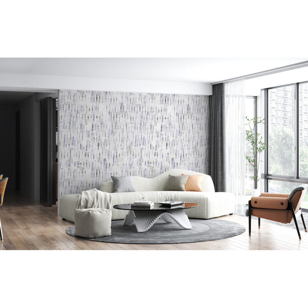 Pastel Mavi-Lila Tonlu Dikey Nokta Desenli Çocuk ve Genç Odası Duvar Kağıdı