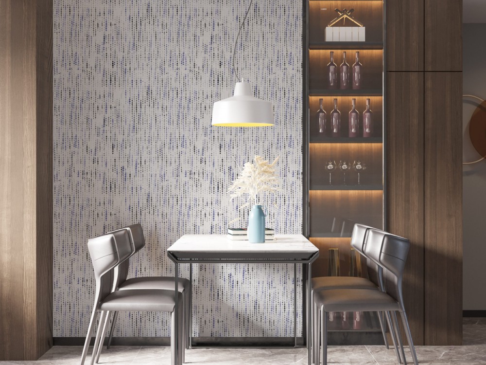 Pastel Mavi-Lila Tonlu Dikey Nokta Desenli Çocuk ve Genç Odası Duvar Kağıdı