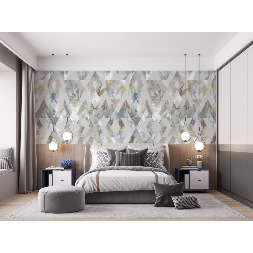 Geometrik Seri: Suluboya Efektli Elmas Desenli ve Pastel Tonlu Duvar Kağıdı